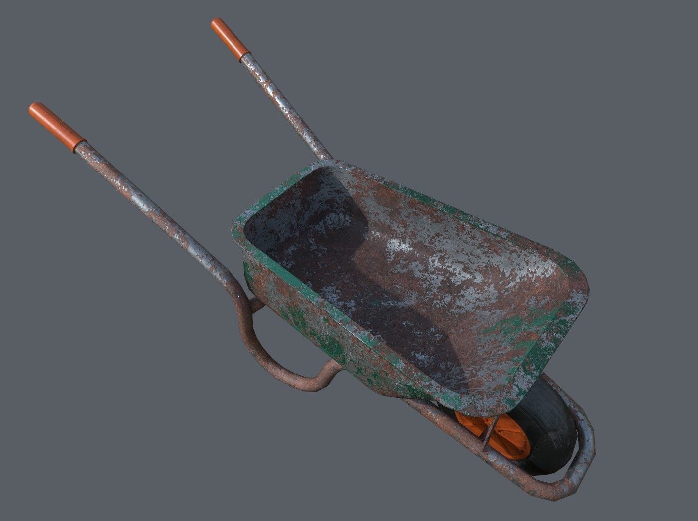 Rusty Wheelbarrow Free low-poly 3D model_1