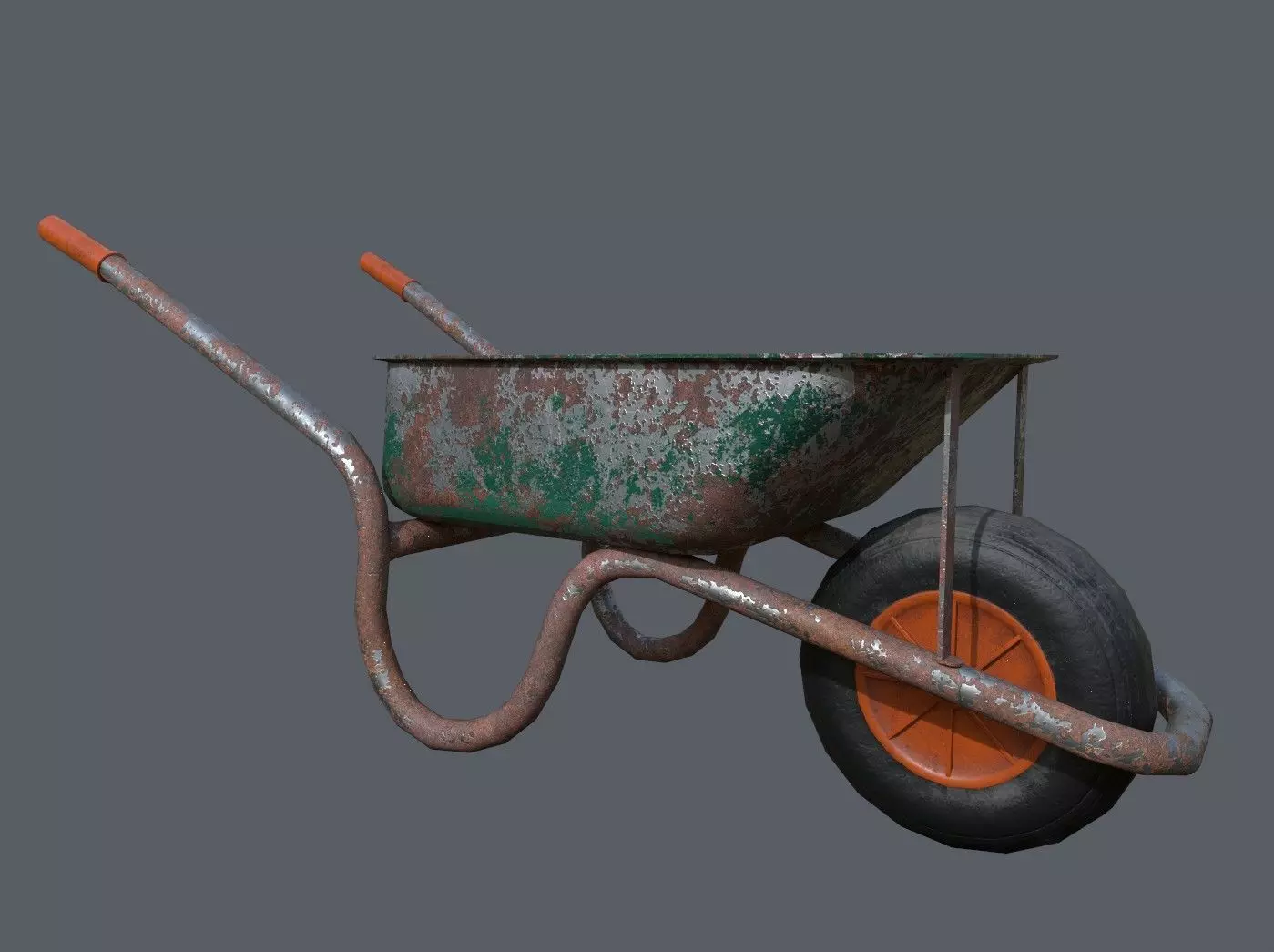 Rusty Wheelbarrow Free low-poly 3D model_0