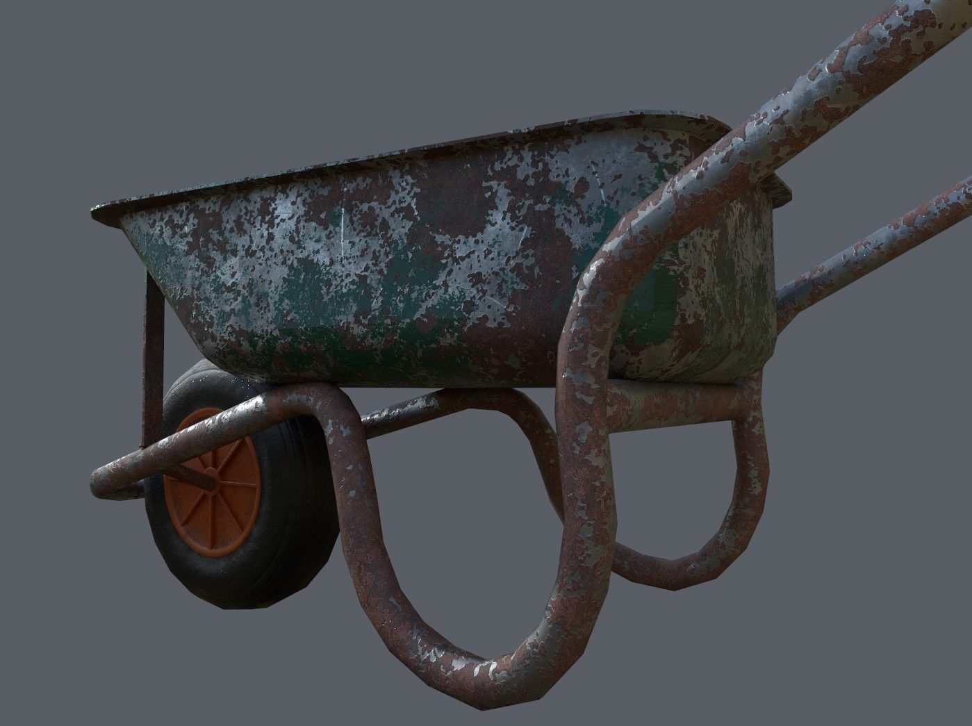 Rusty Wheelbarrow Free low-poly 3D model_3