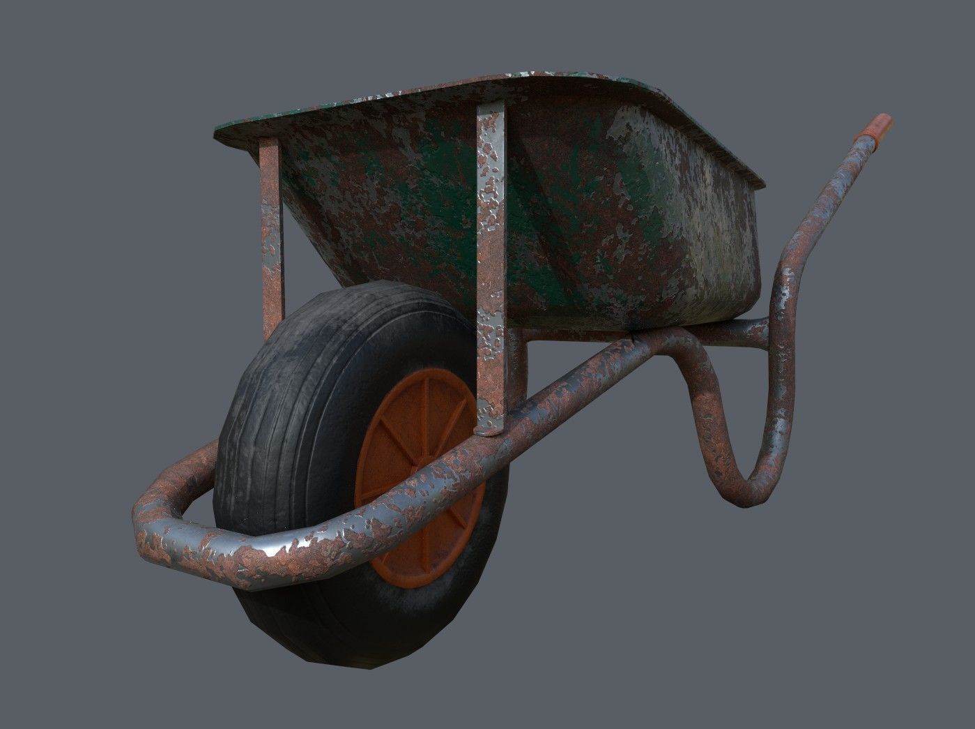 Rusty Wheelbarrow Free low-poly 3D model_2