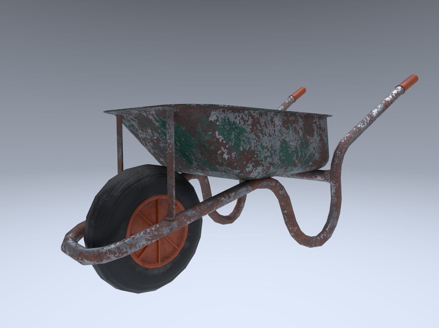 Rusty Wheelbarrow Free low-poly 3D model_4