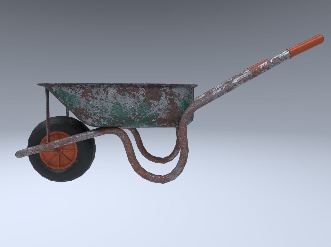 Rusty Wheelbarrow Free low-poly 3D model_5