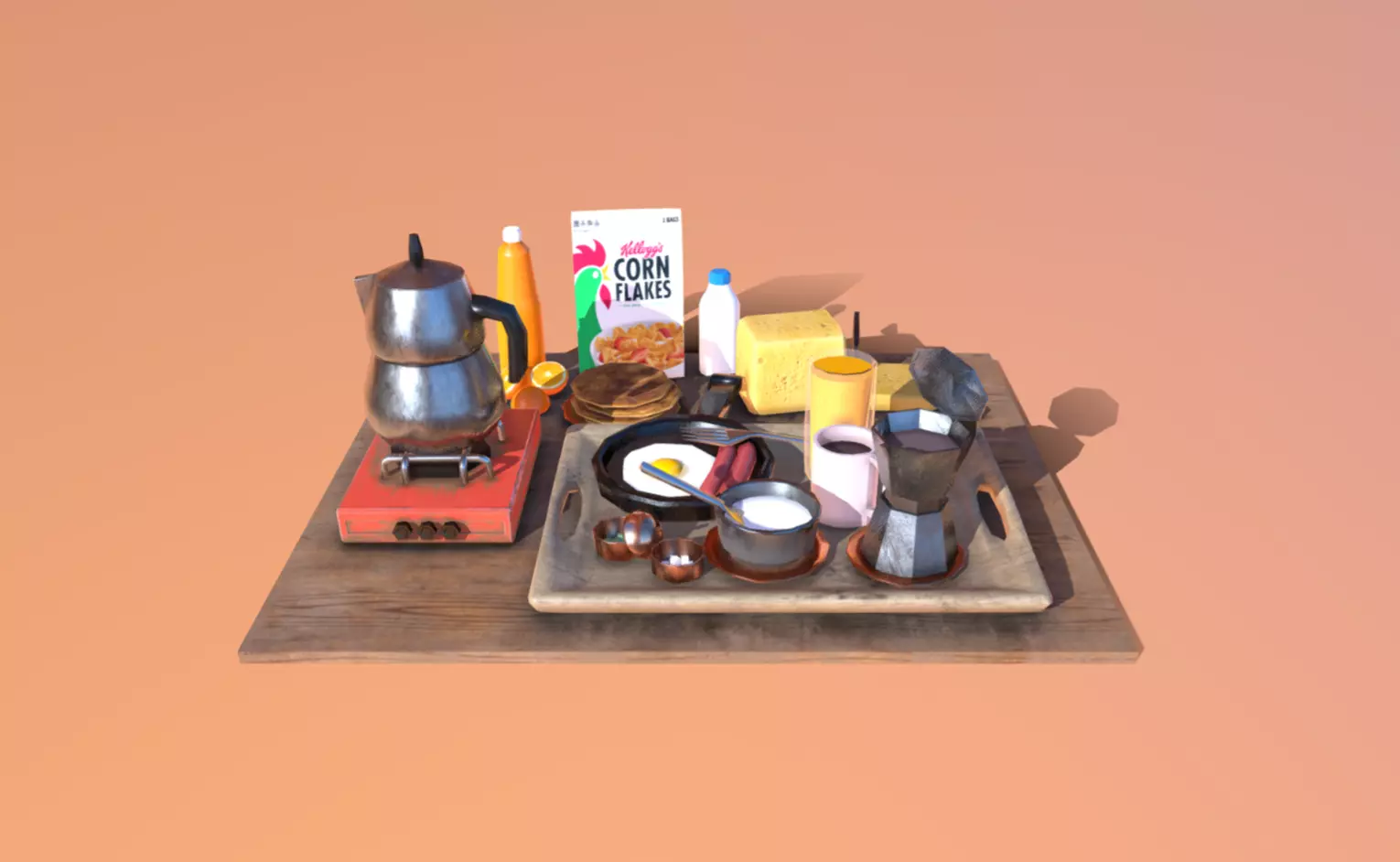 Breakfast Pack Low-poly 3D model_0