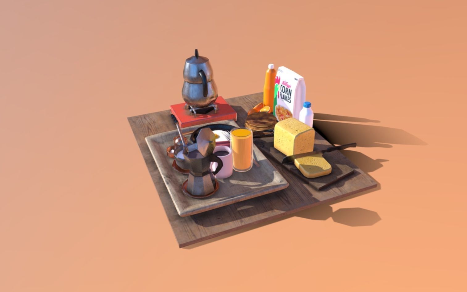 Breakfast Pack Low-poly 3D model_2