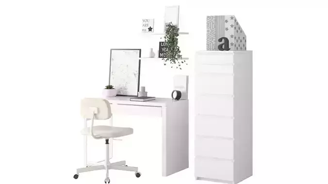 Study D - White on Pink Low-poly 3D model
