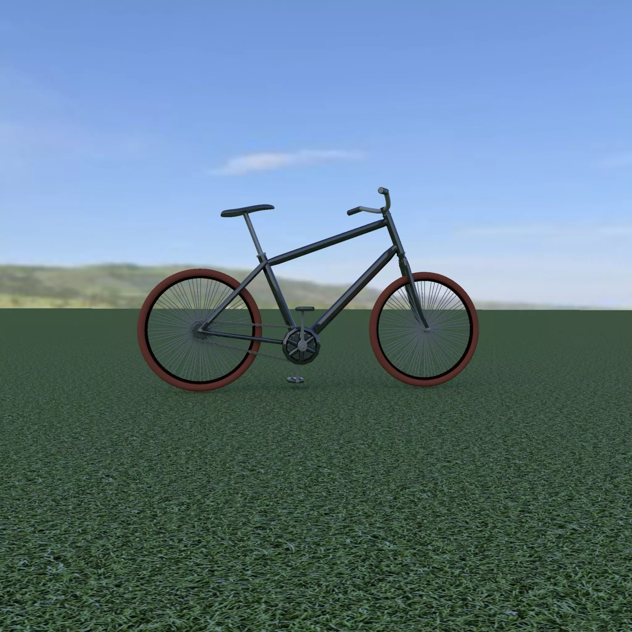 Cycle bicycle in grass Low-poly 3D model