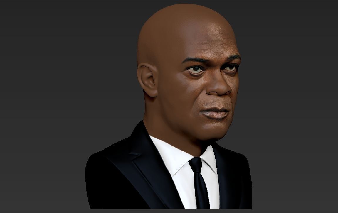 Samuel L Jackson bust ready for full color 3D printing 3D print model_17