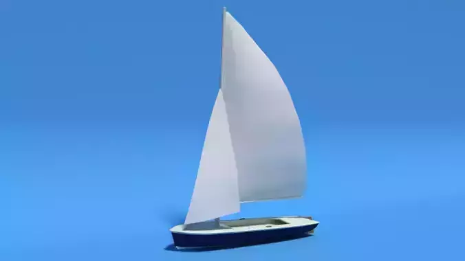 Low Poly Cartoon Flying Scot Dinghy Sailboat