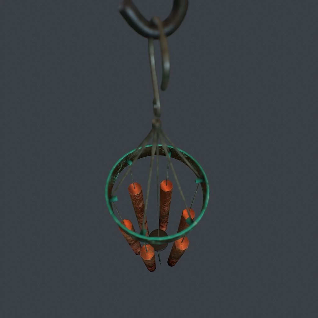 WindChimes static Low-poly 3D model_10