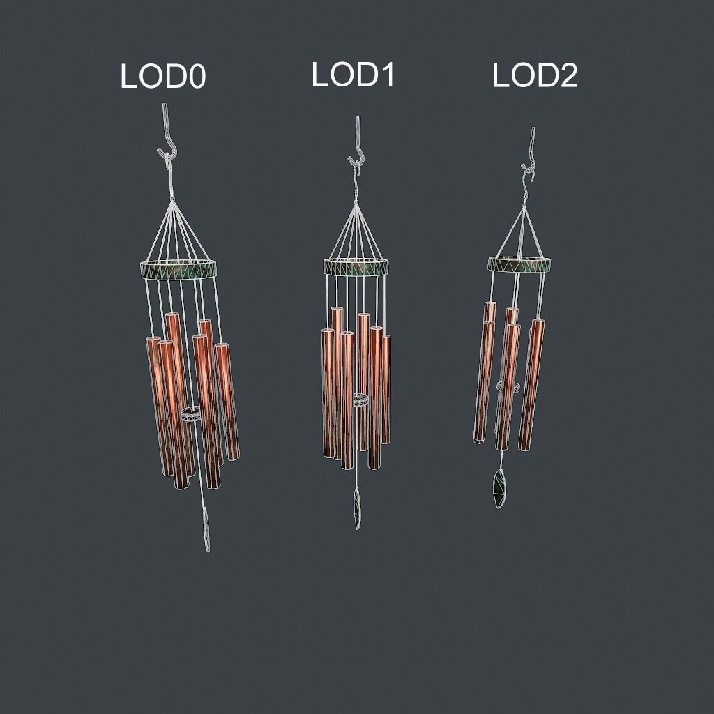 WindChimes static Low-poly 3D model_13