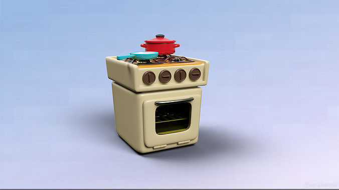 A Cartoon Style Stove 3D model