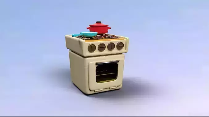 A Cartoon Style Stove 3D model