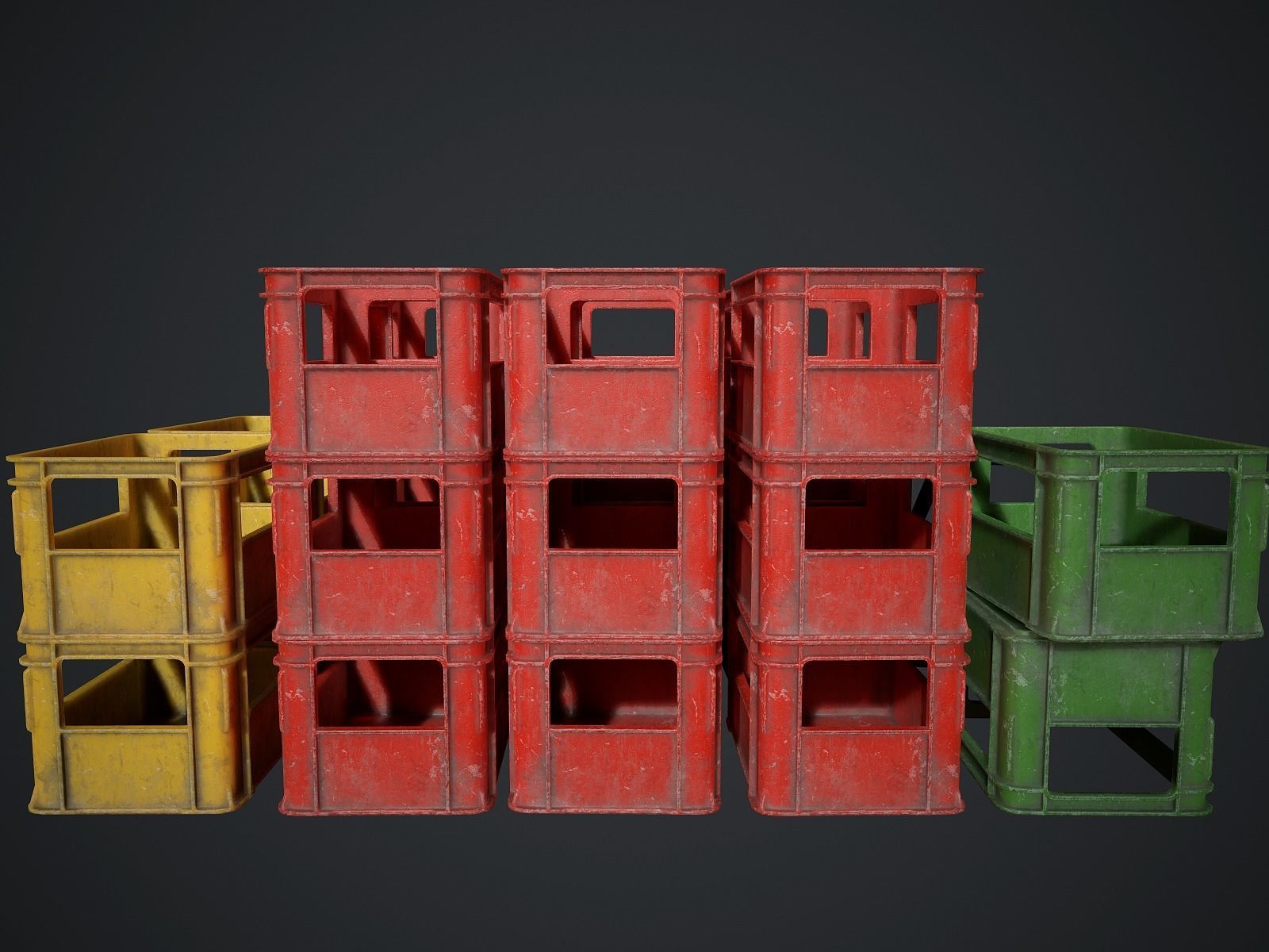 Plastic crate Low-poly 3D model_7