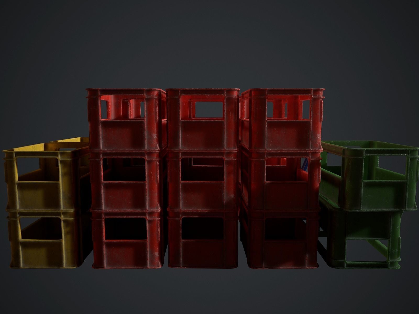 Plastic crate Low-poly 3D model_6