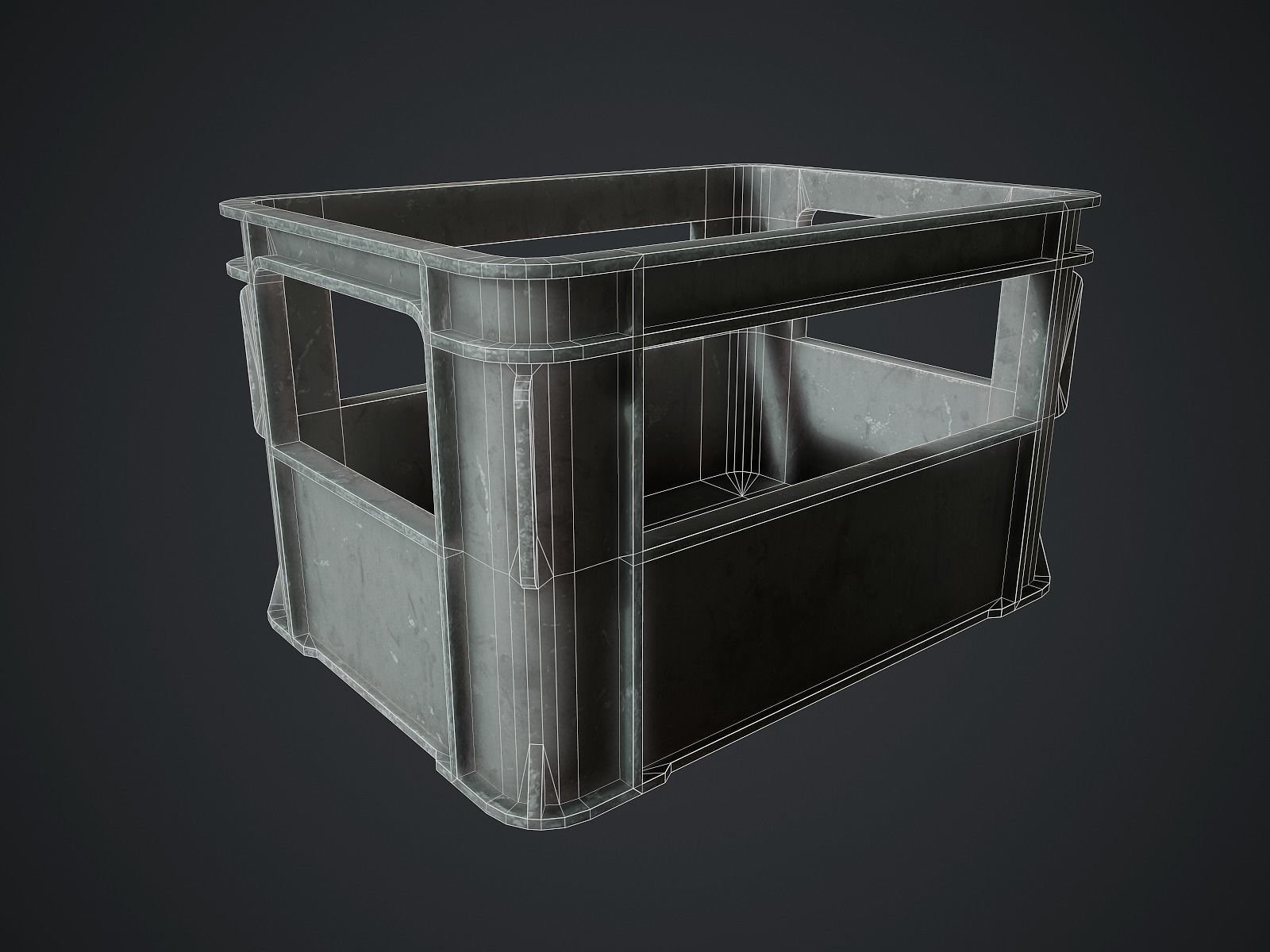 Plastic crate Low-poly 3D model_8