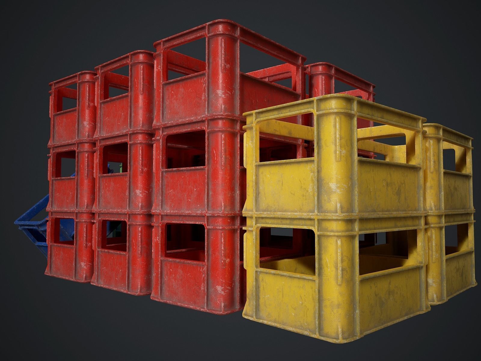 Plastic crate Low-poly 3D model_3