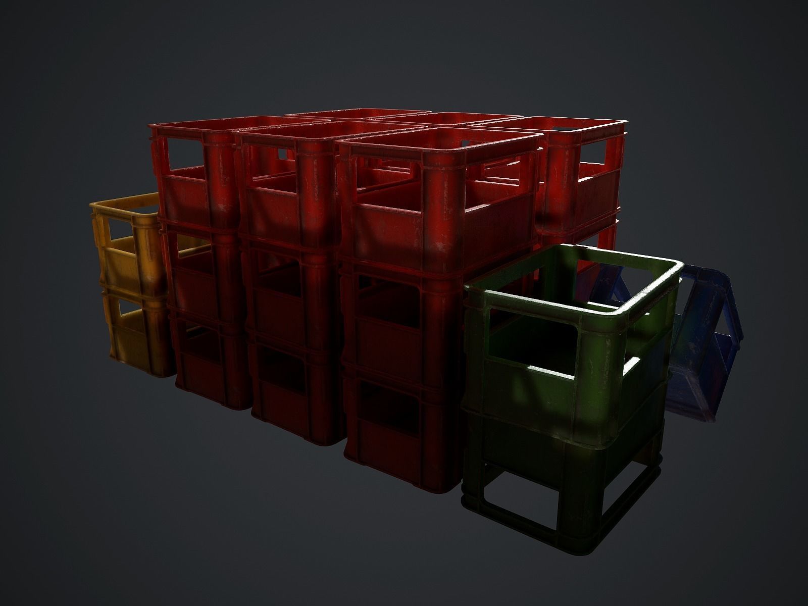 Plastic crate Low-poly 3D model_1
