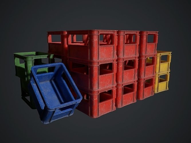 Plastic crate Low-poly 3D model
