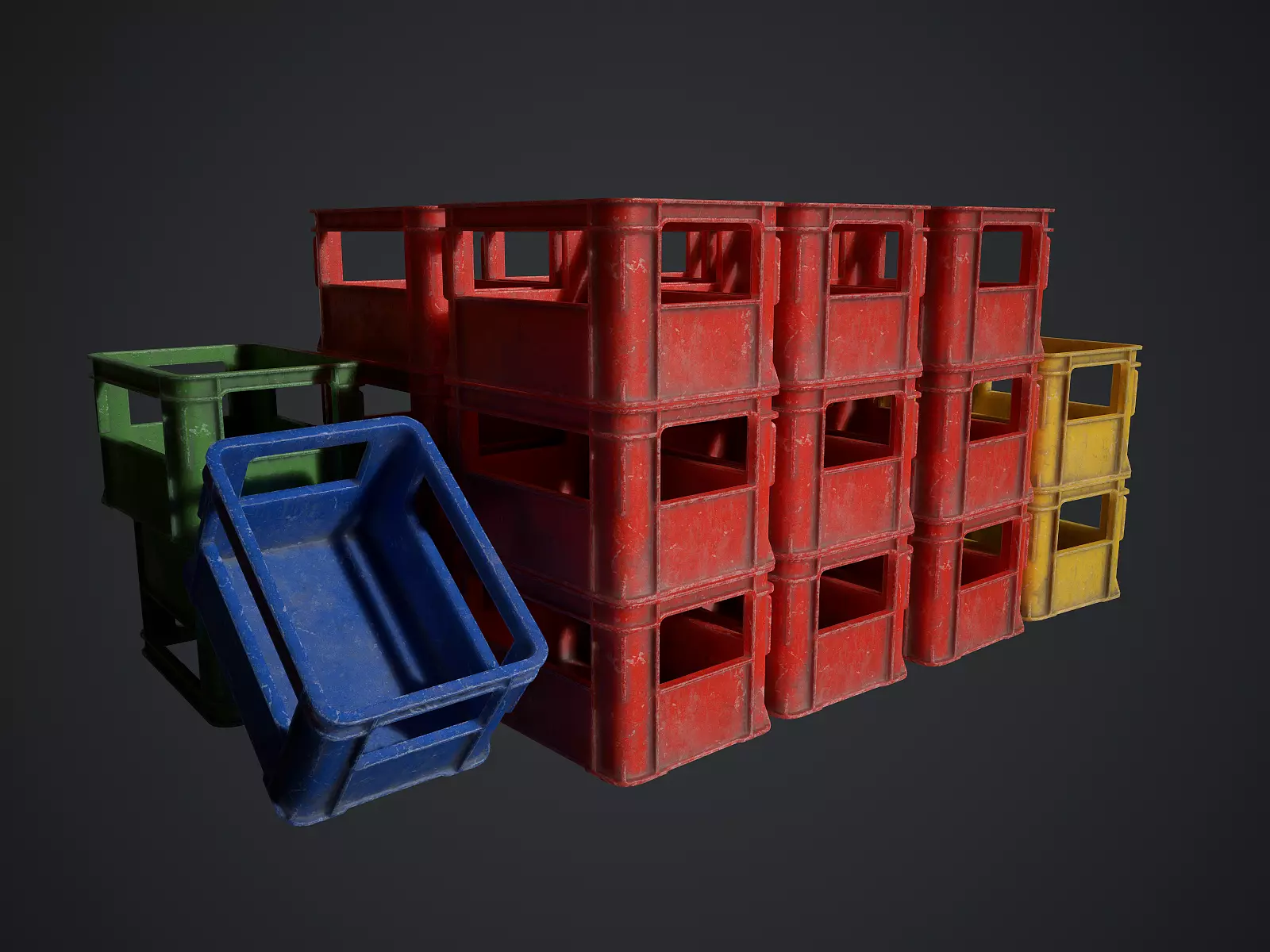 Plastic crate Low-poly 3D model_0