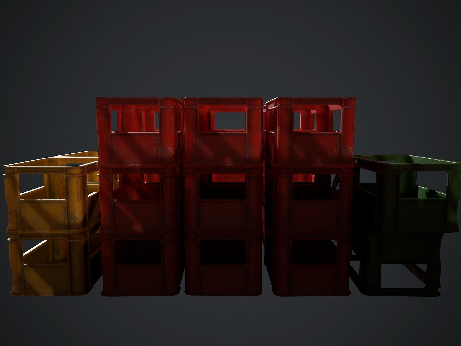 Plastic crate Low-poly 3D model_5