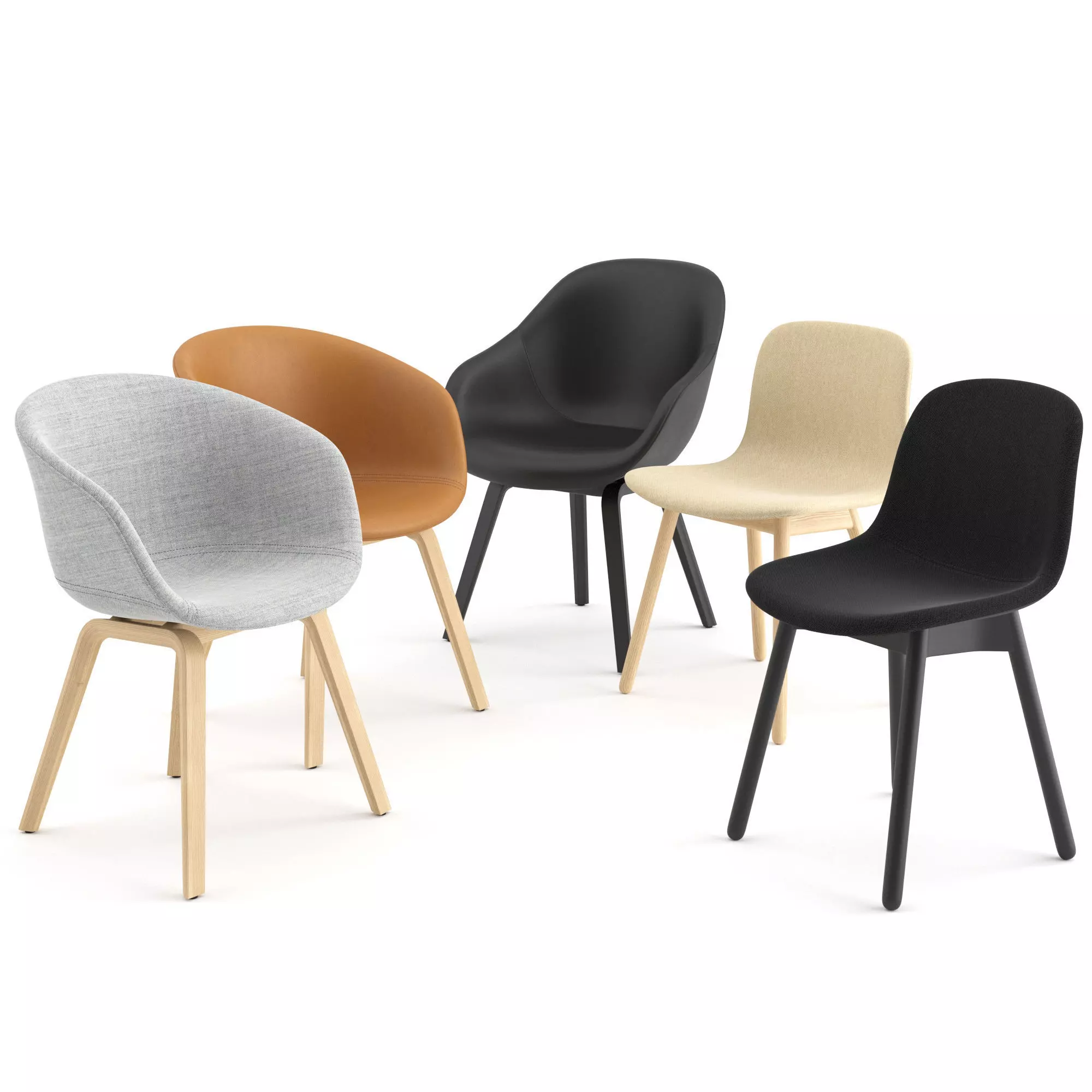 Dinning chairs - wood base - by Hay 3D model