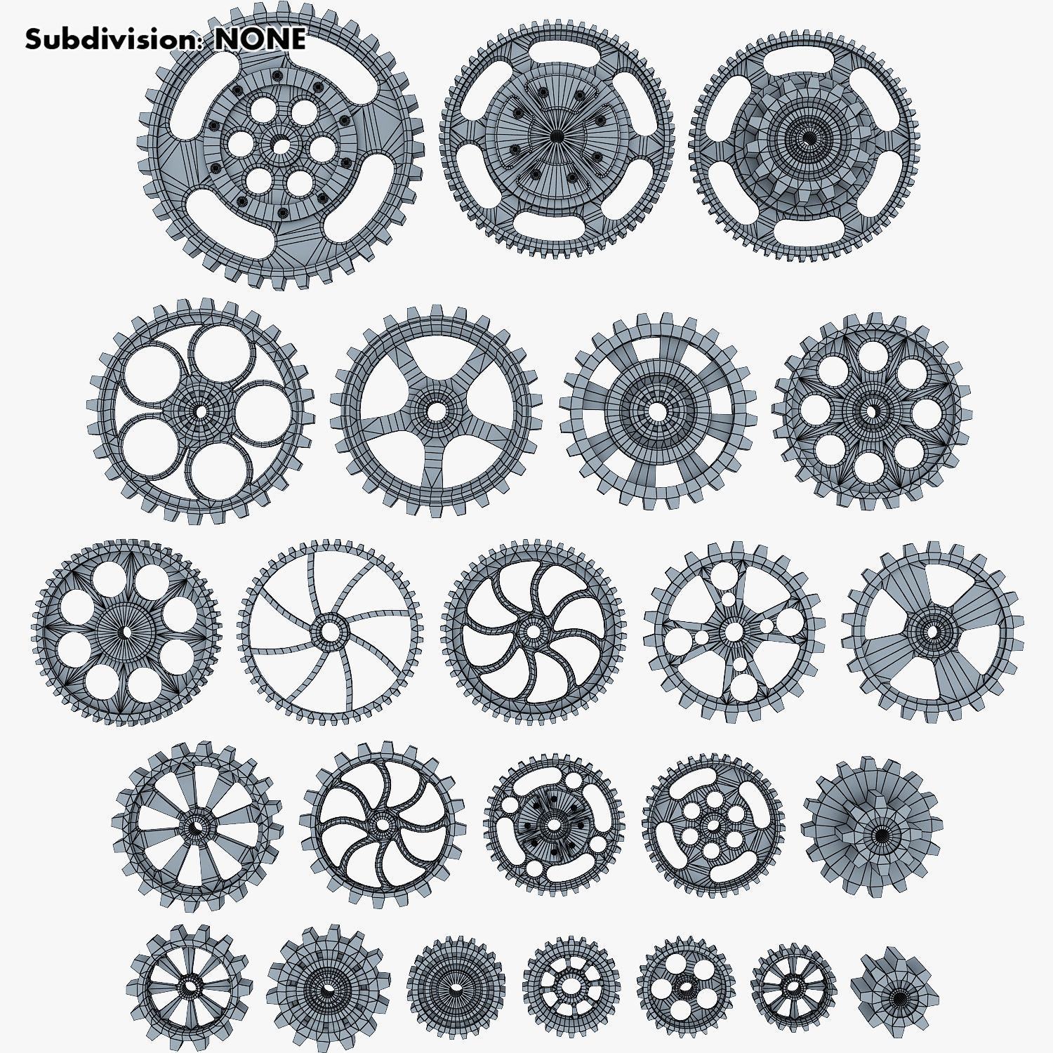 Gears Set Low Poly v 1 of 3D model_19