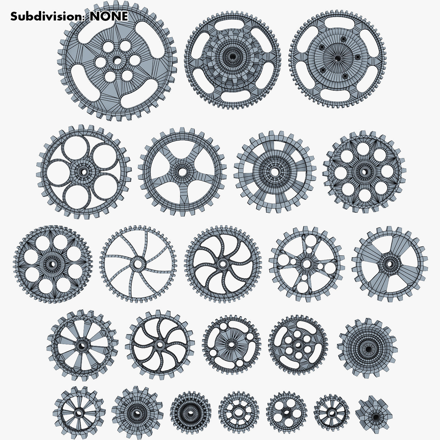 Gears Set Low Poly v 1 of 3D model_20