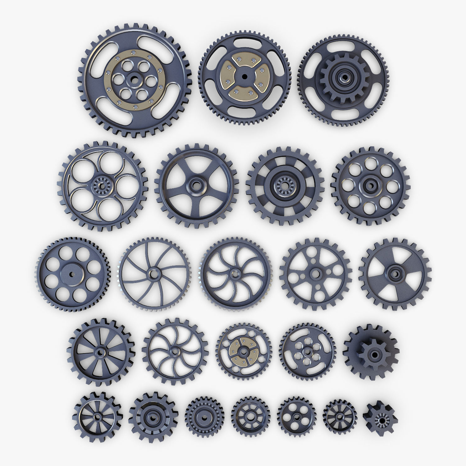 Gears Set Low Poly v 1 of 3D model_1