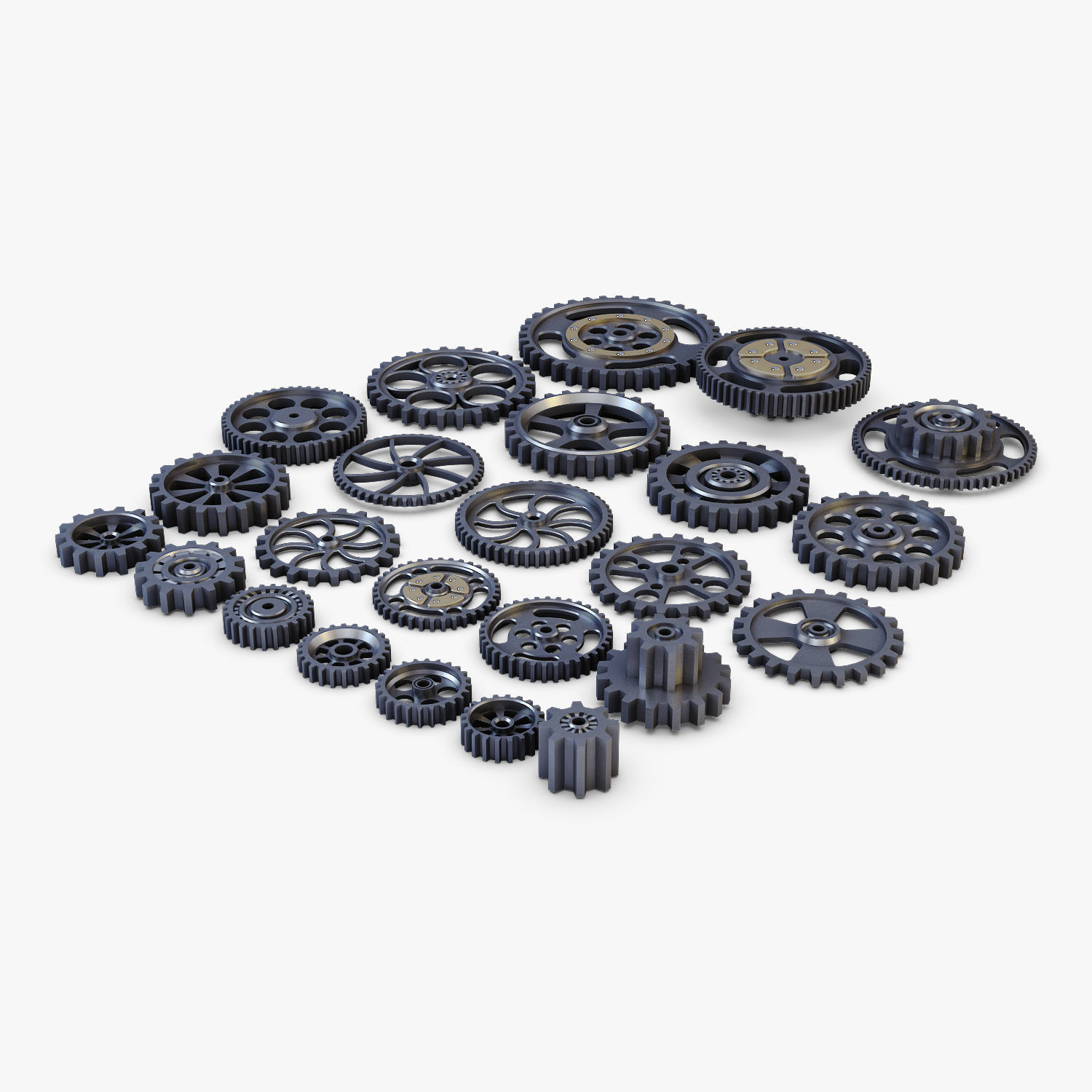 Gears Set Low Poly v 1 of 3D model_5