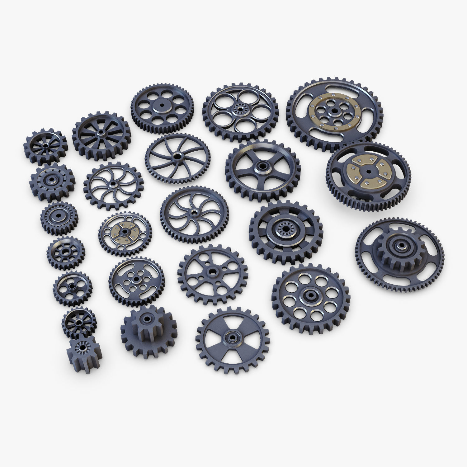 Gears Set Low Poly v 1 of 3D model_7
