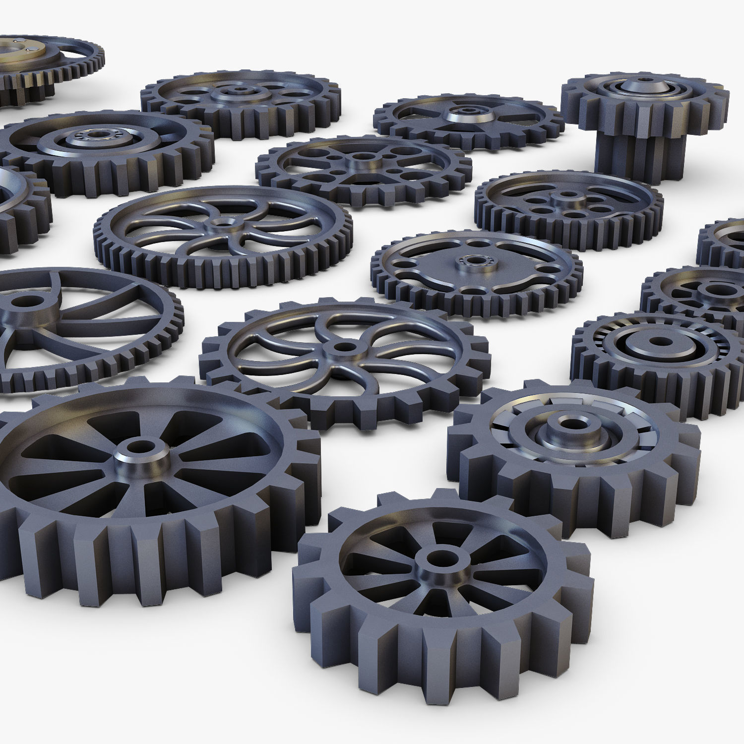 Gears Set Low Poly v 1 of 3D model_10