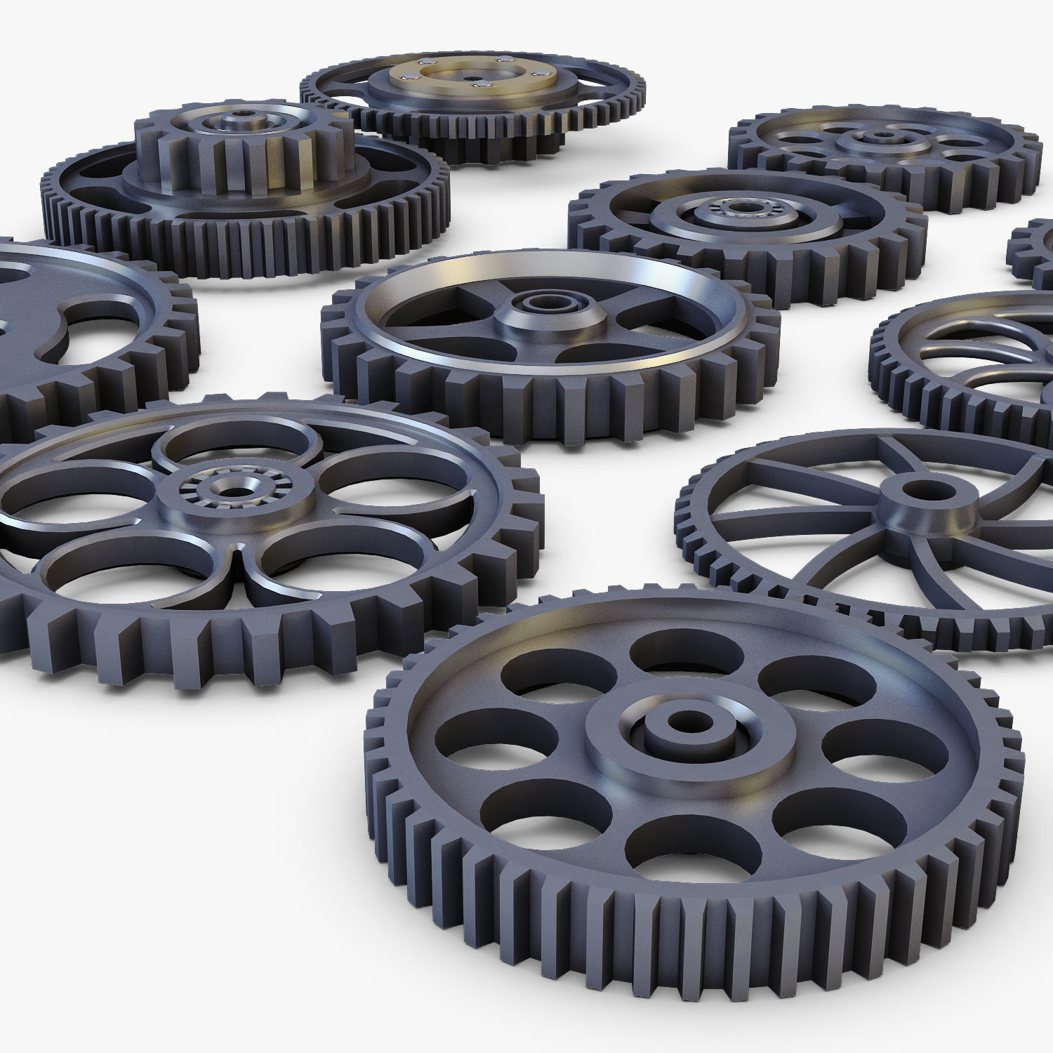 Gears Set Low Poly v 1 of 3D model_11