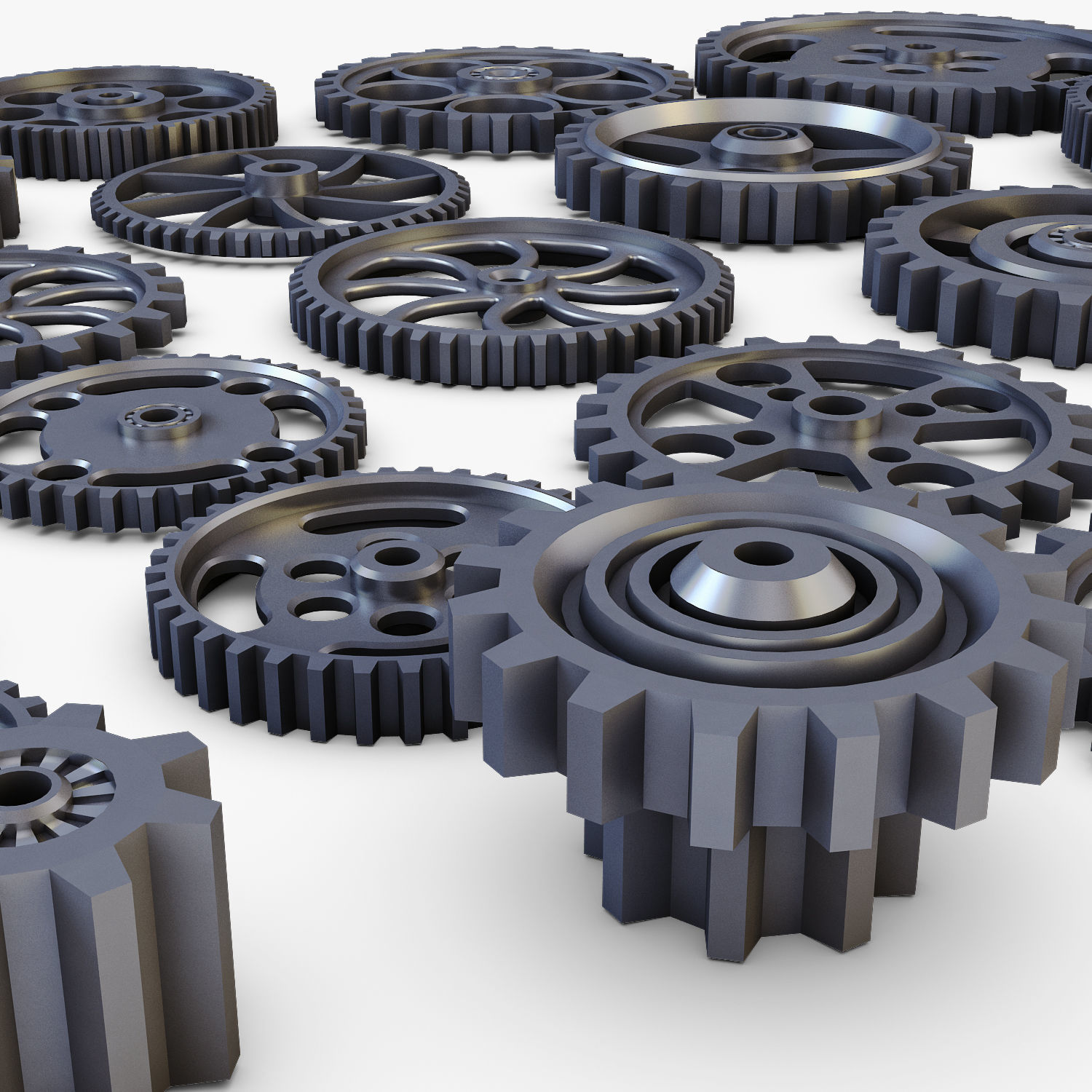 Gears Set Low Poly v 1 of 3D model_12