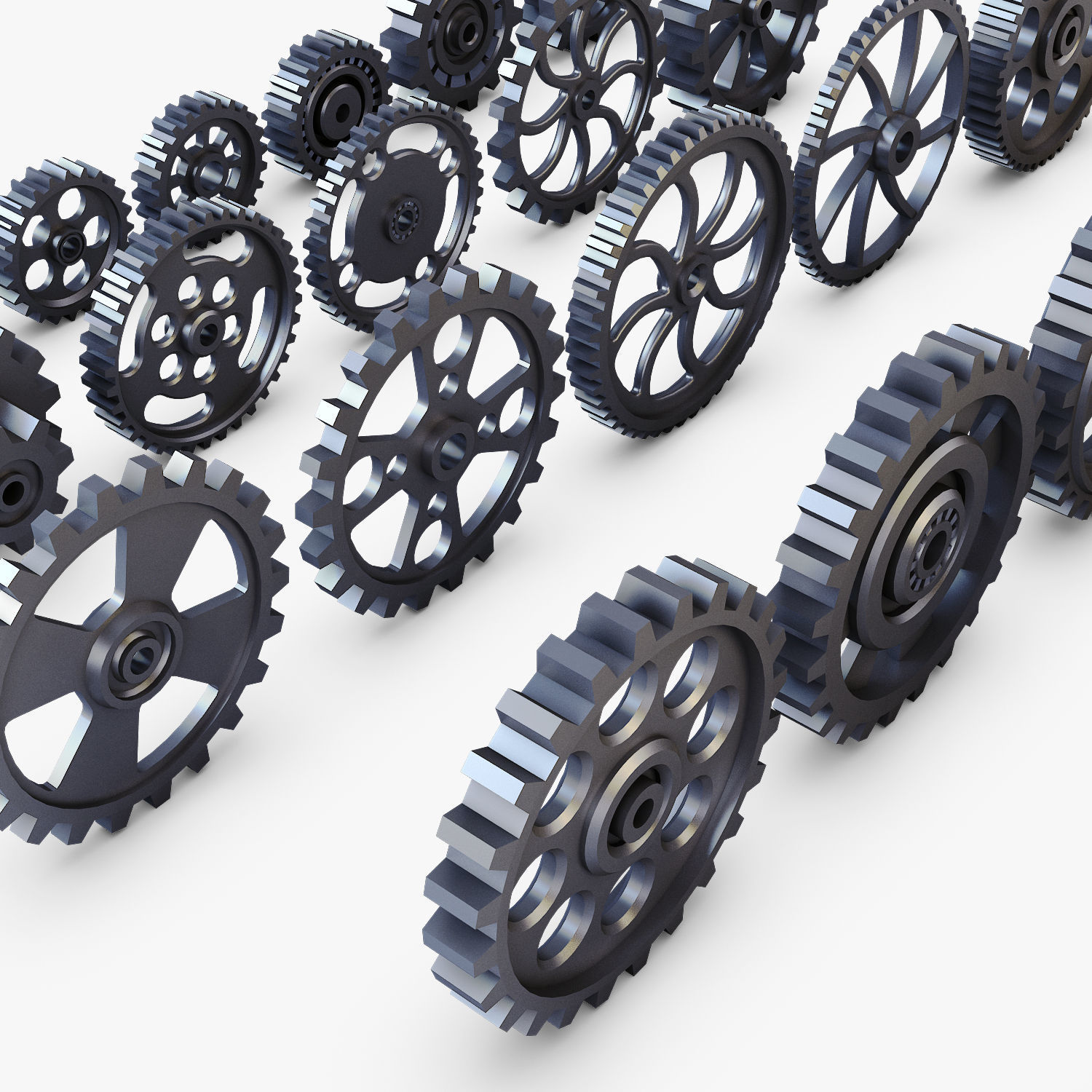 Gears Set Low Poly v 1 of 3D model_16