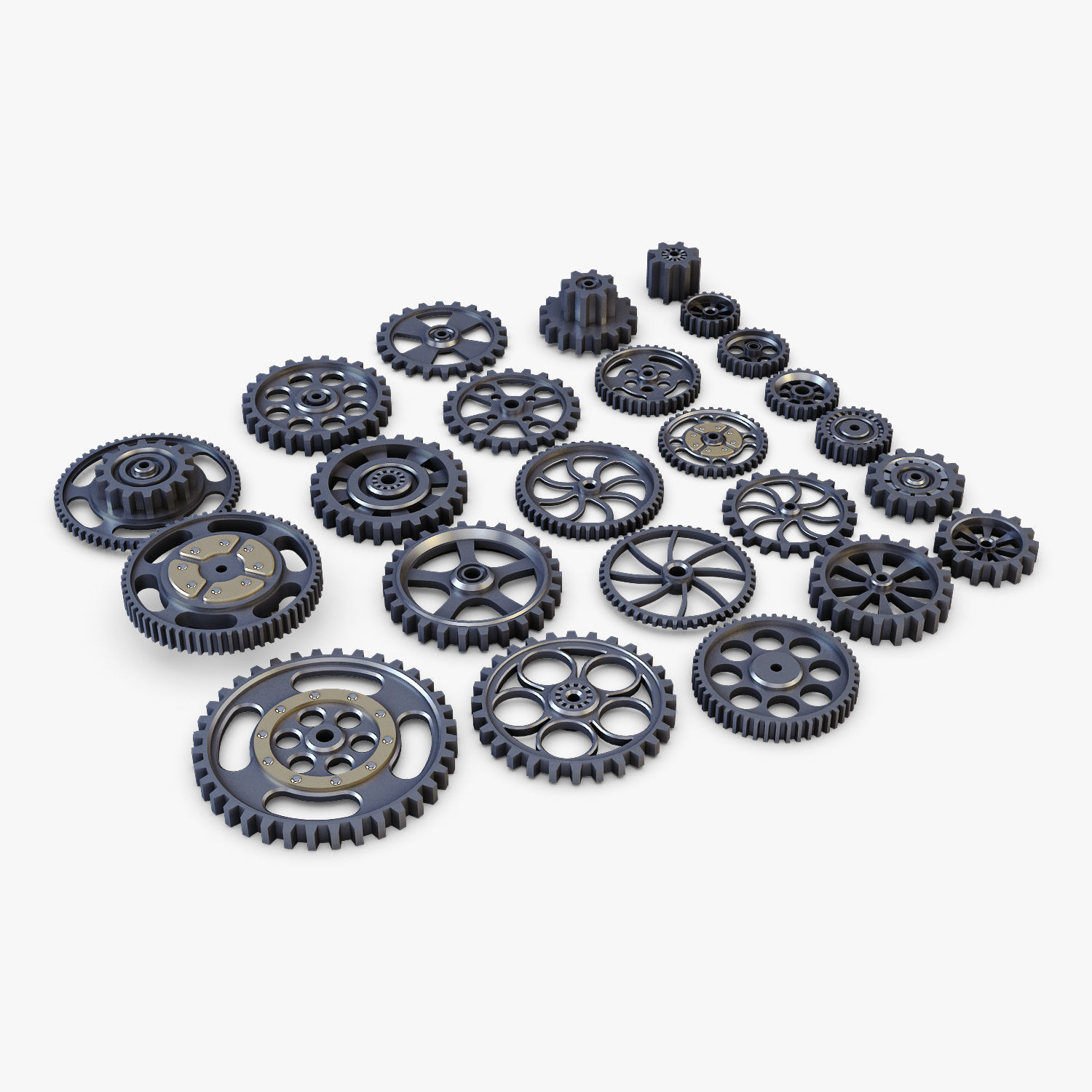 Gears Set Low Poly v 1 of 3D model_8