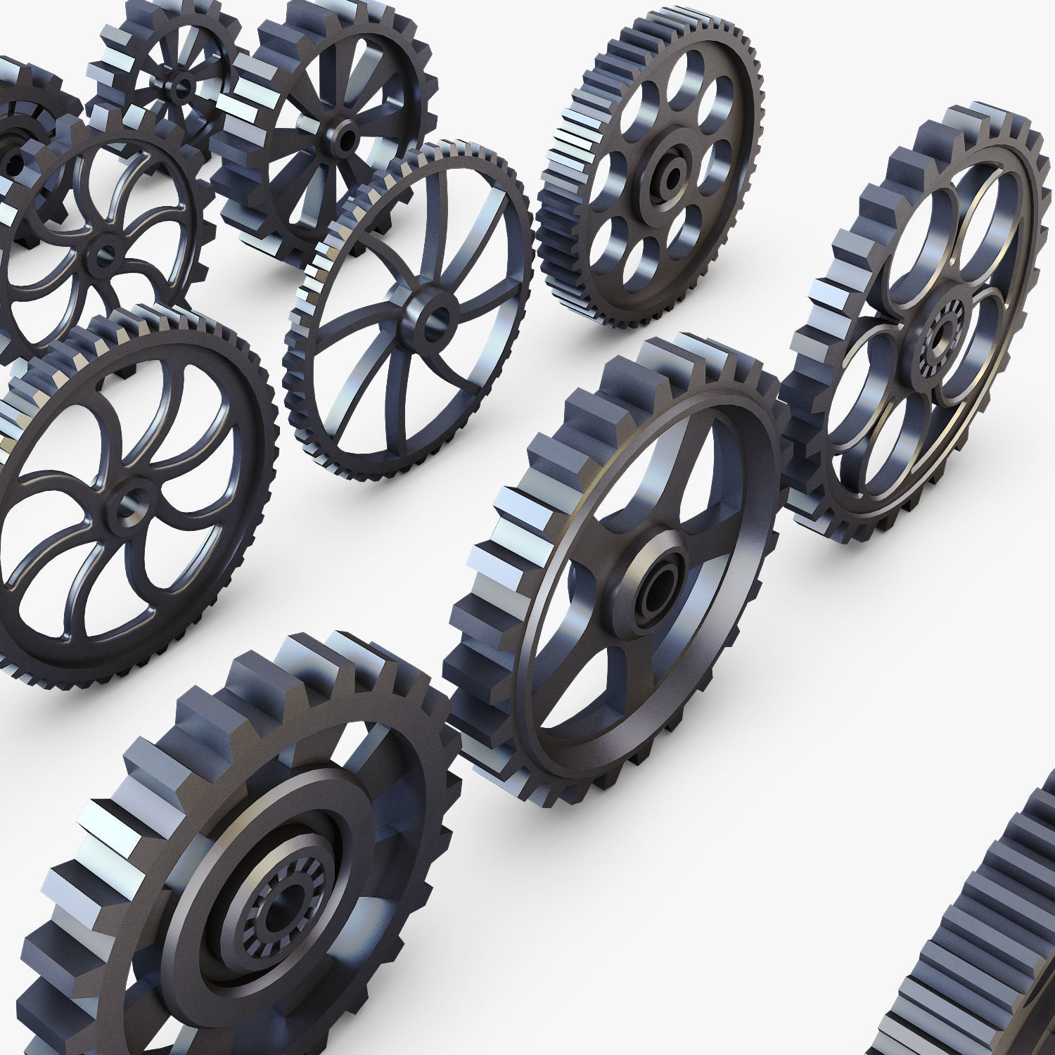 Gears Set Low Poly v 1 of 3D model_17