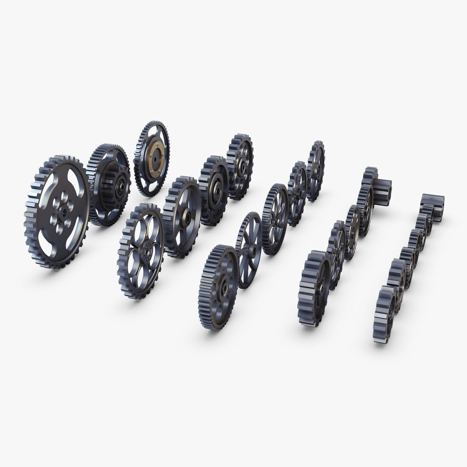 Gears Set Low Poly v 1 of 3D model_4