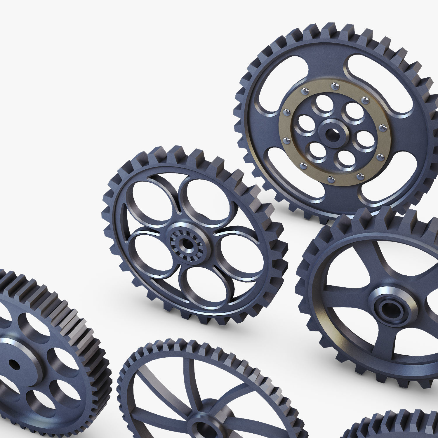 Gears Set Low Poly v 1 of 3D model_18
