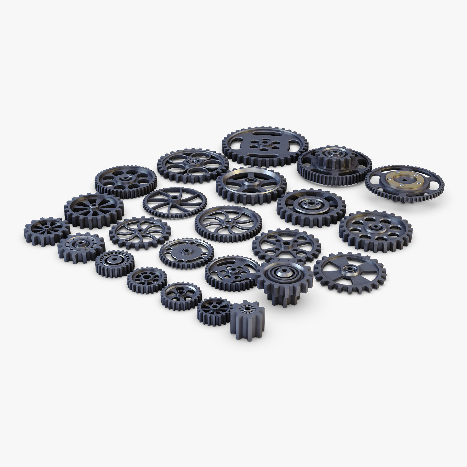 Gears Set Low Poly v 1 of 3D model_6