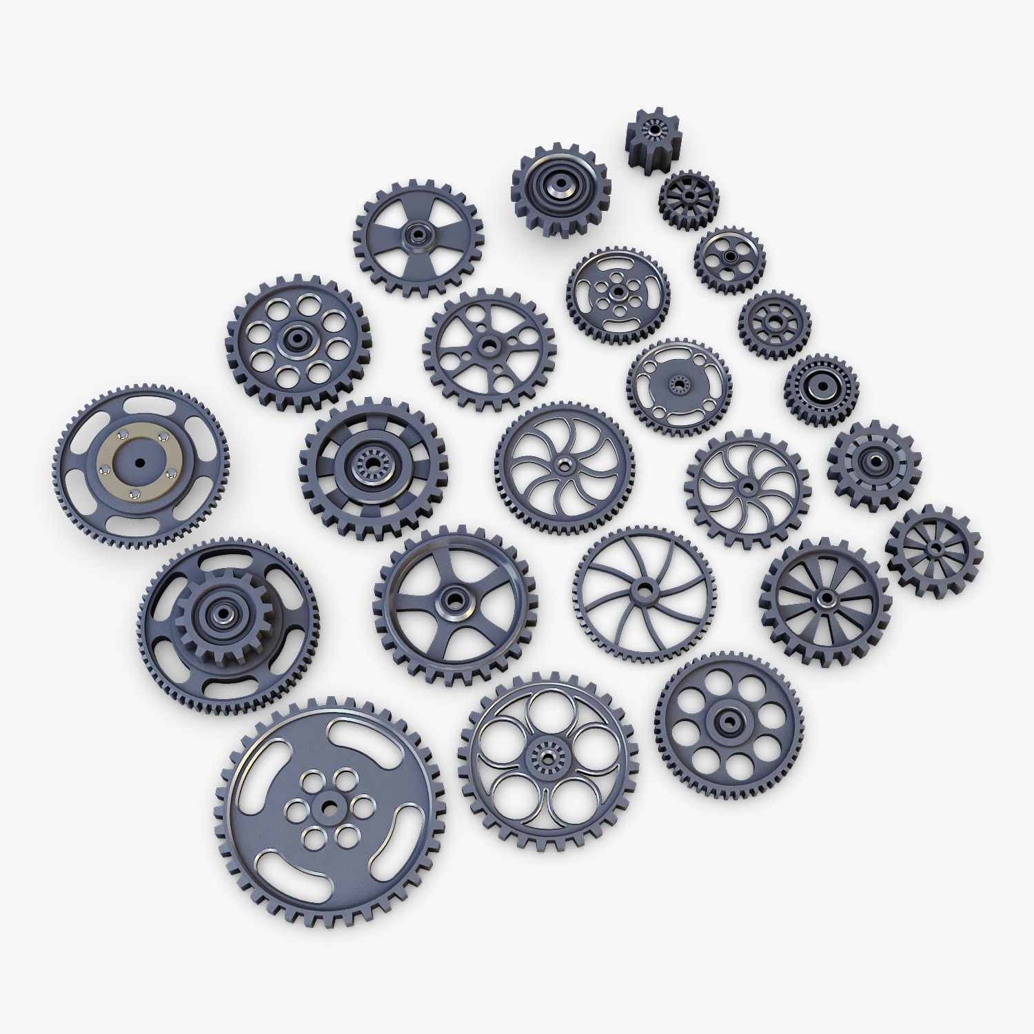 Gears Set Low Poly v 1 of 3D model_9