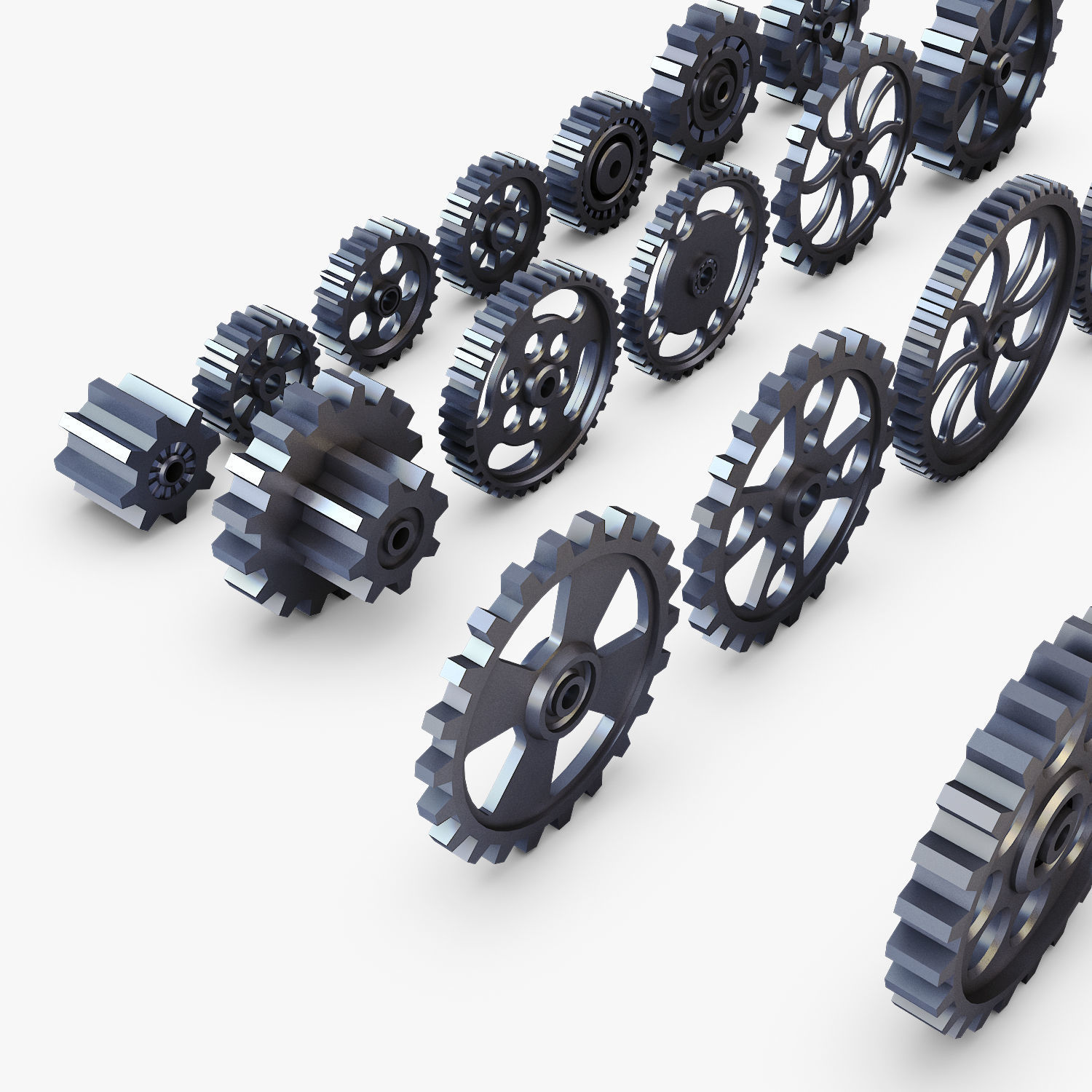 Gears Set Low Poly v 1 of 3D model_15