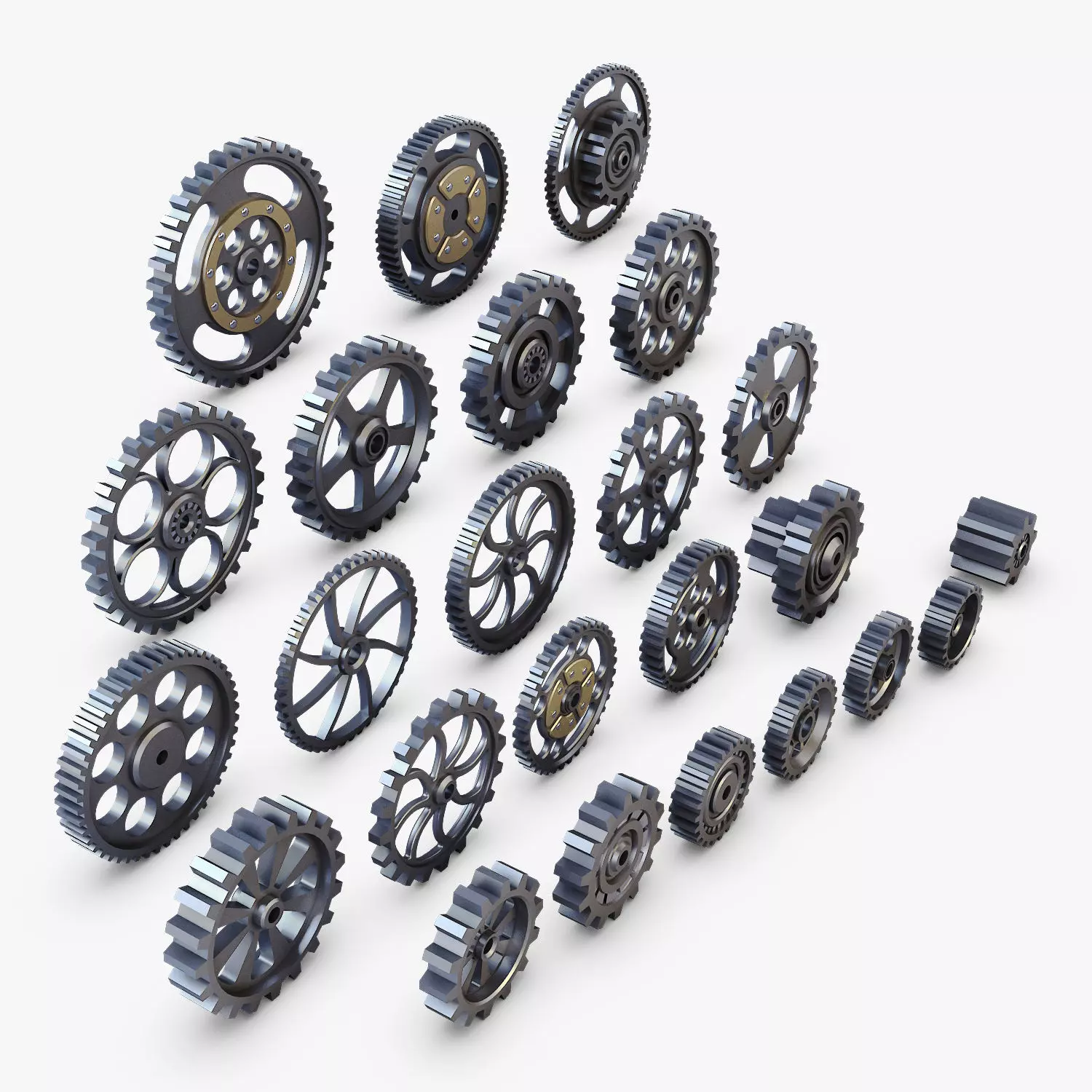 Gears Set Low Poly v 1 of 3D model_0