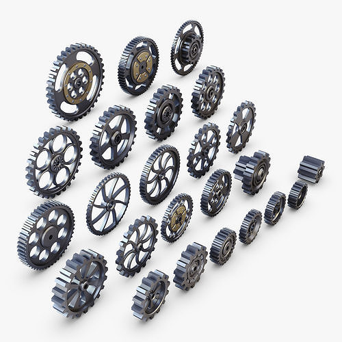 Gears Set Low Poly v 1 of 3D model