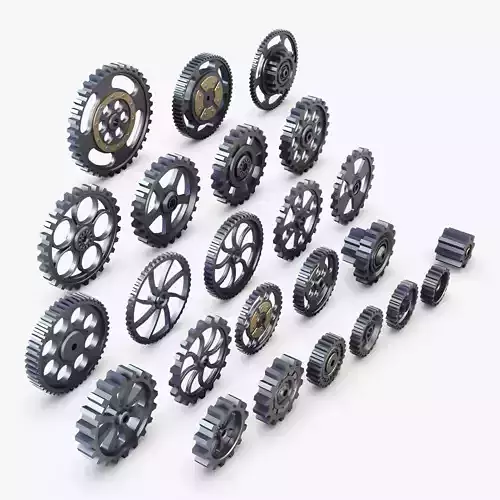 Gears Set Low Poly v 1 of 3D model
