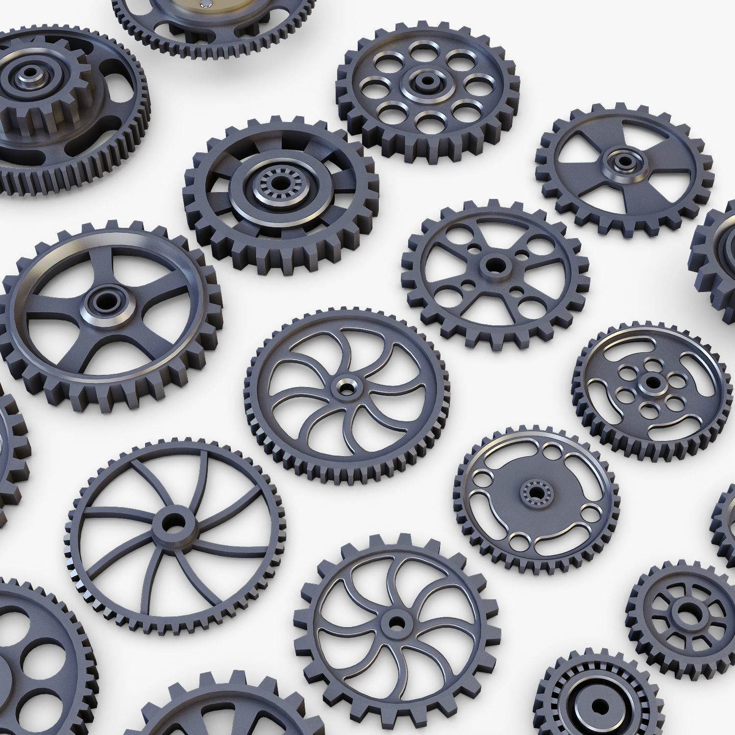 Gears Set Low Poly v 1 of 3D model_13