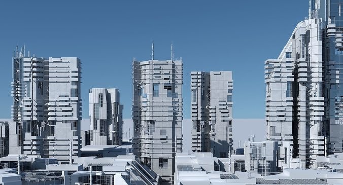 Futuristic Sci-Fi Skyscrapers 001 3D model