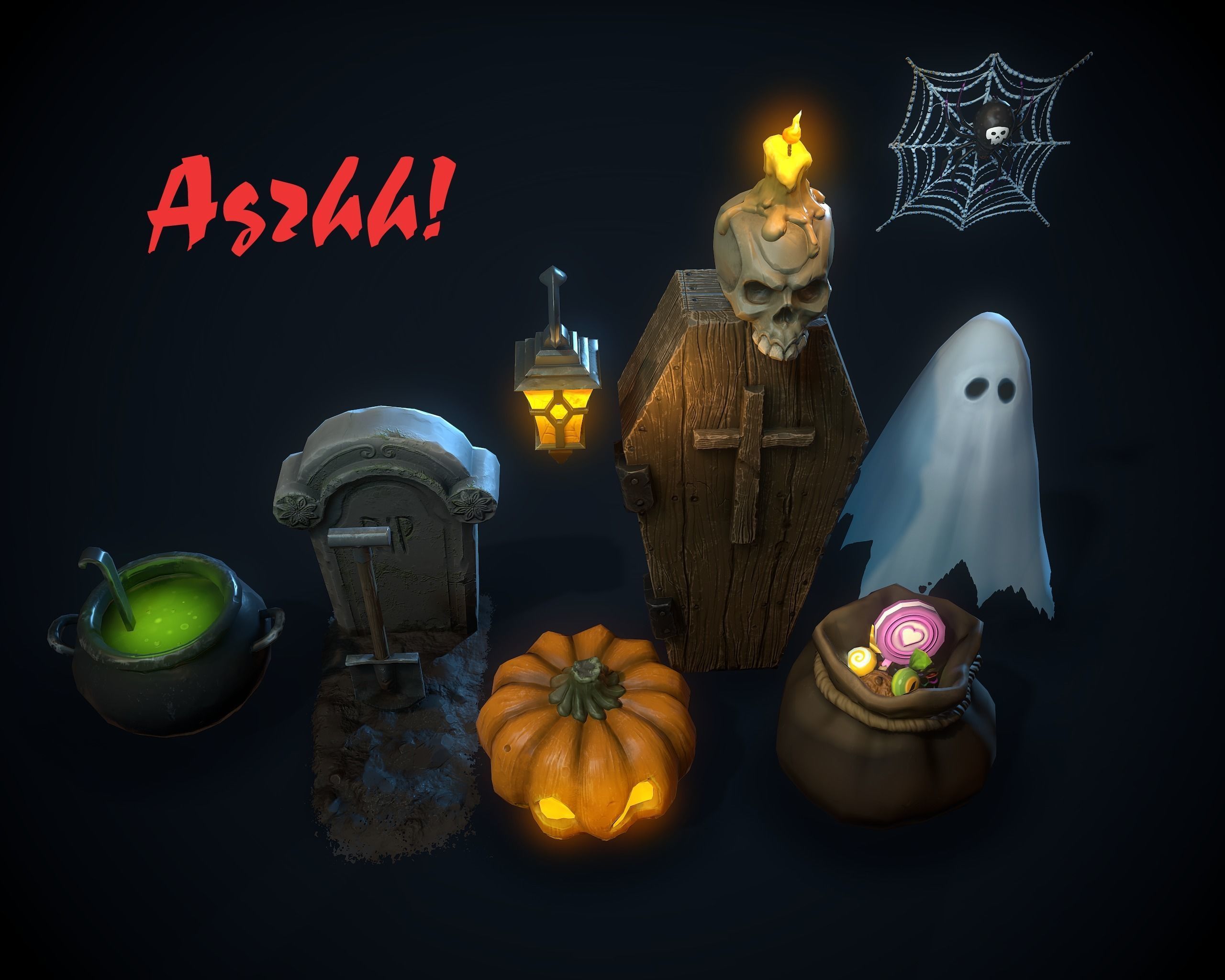 Halloween pack Low-poly 3D model_3