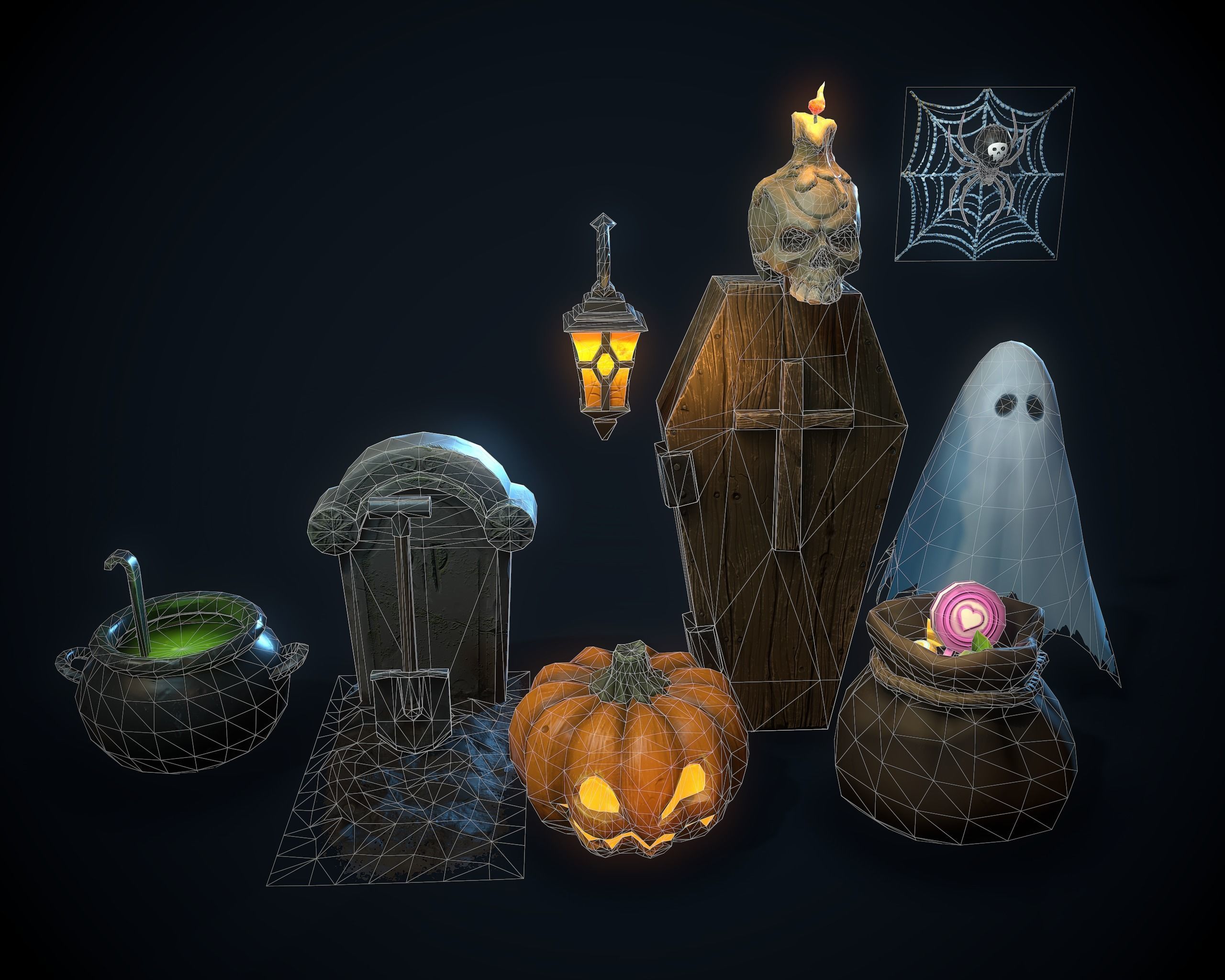 Halloween pack Low-poly 3D model_4