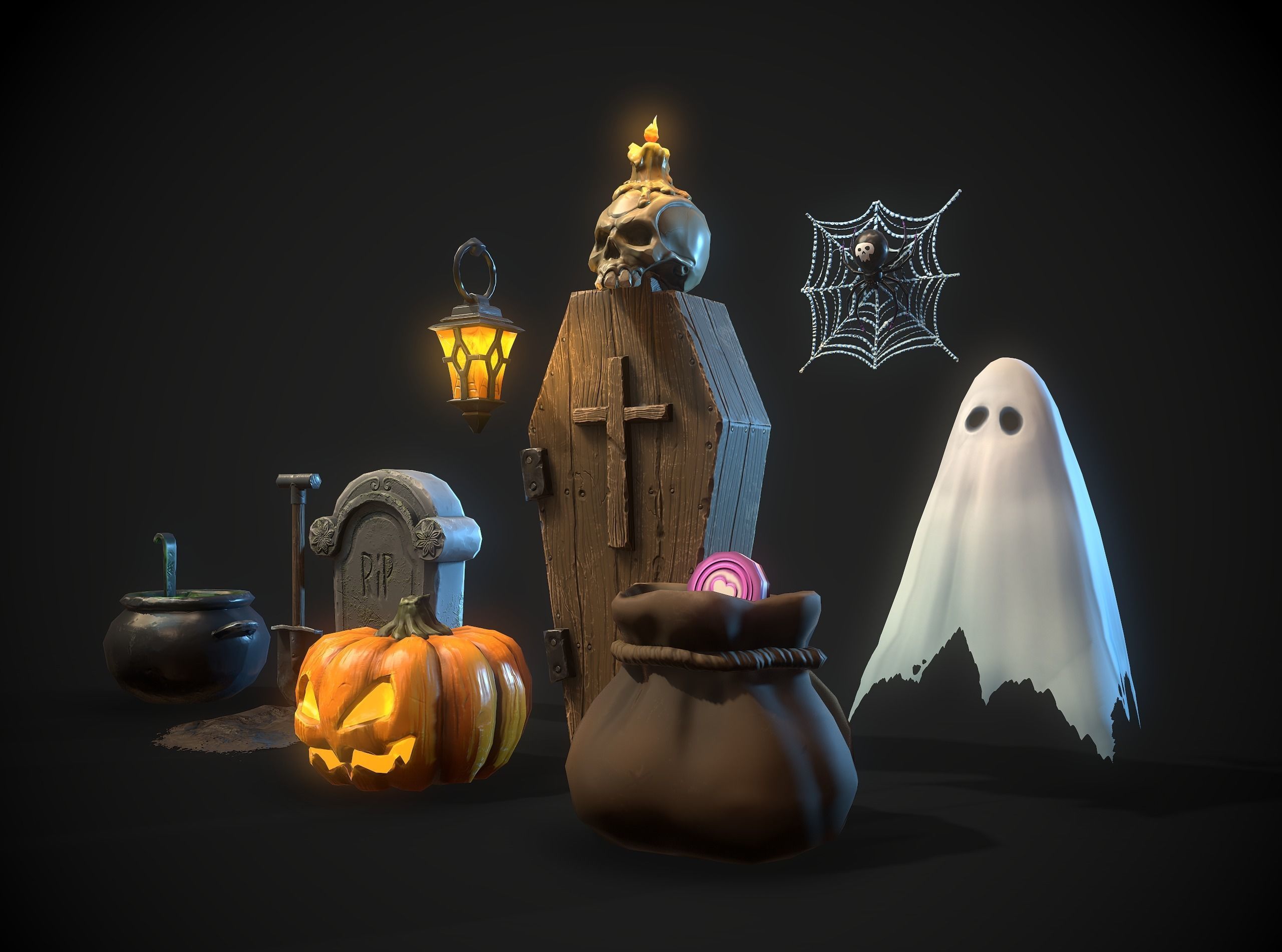 Halloween pack Low-poly 3D model_6