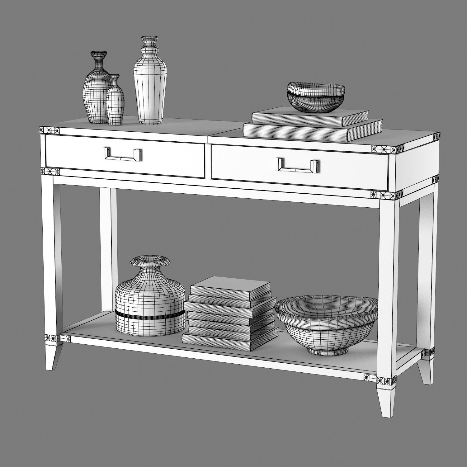 CAYDEN CAMPAIGN 2-DRAWER CONSOLE TABLE 3D model_5